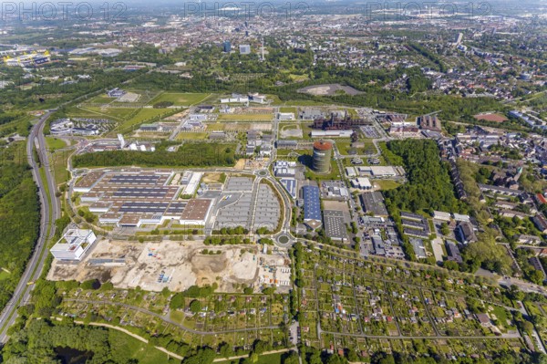 Aerial view, Phönix-West industrial estate and recreation area, Hörde, Dortmund, Ruhr area, North Rhine-Westphalia, Germany, DE, Europe, aerial view, aerial photography, aerial photography, overview, bird's-eye view, birds-eyes view, former blast furnace plant, overview