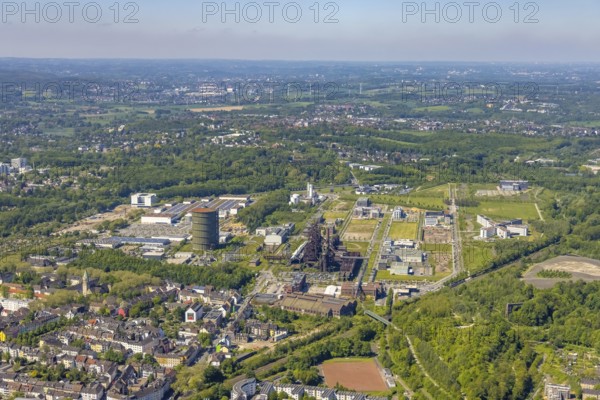 Aerial view, Phönix-West industrial estate and recreation area, Hörde, Dortmund, Ruhr area, North Rhine-Westphalia, Germany, DE, Europe, aerial view, aerial photography, aerial photography, overview, bird's-eye view, birds-eyes view, former blast furnace plant, overview