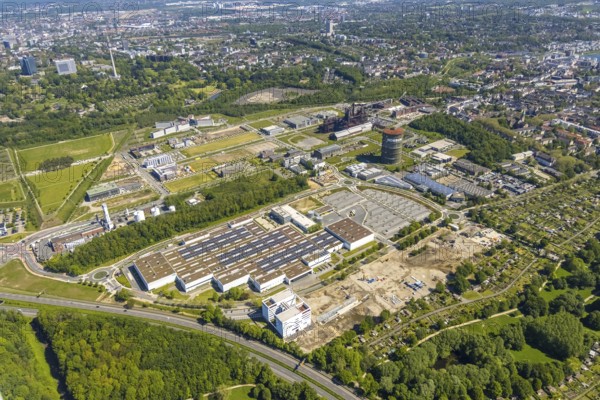 Aerial view, Phönix-West industrial estate and recreation area, Hörde, Dortmund, Ruhr area, North Rhine-Westphalia, Germany, DE, Europe, aerial view, aerial photography, aerial photography, overview, bird's-eye view, birds-eyes view, former blast furnace plant, overview