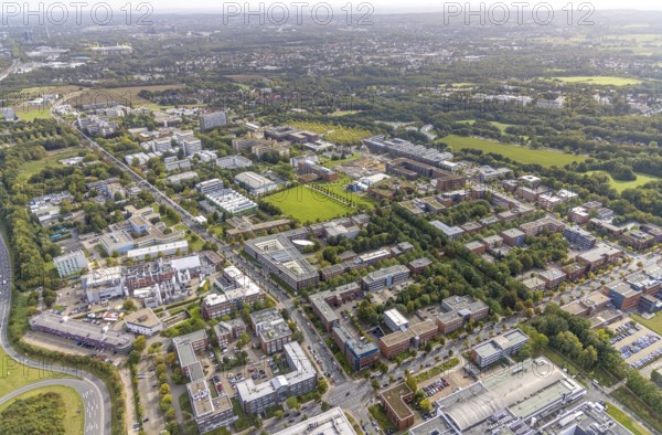Aerial view of TZDO - TechnologieZentrumDortmund GmbH, Technische Universität Dortmund Campus Nord in the district Eichlinghofen in Dortmund, Ruhr area, North Rhine-Westphalia, Germany, construction work, construction area, building site, building plots, construction project, construction site, education, educational institution, Campus North, Center for Advanced Liquid-Phase Engineering Dortmund (CALEDO), DE, Dortmund, Europe, aerial view, aerial photograph, aerial photography, aerial photography, new building, TU Dortmund, Dortmund University of Technology, overview, University of Dortmund, bird's-eye view, overview