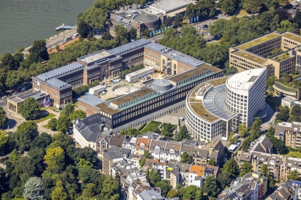 Aerial view, courtyard of honour with art museum and art palace as well as semicircular ministry for environment, agriculture, nature and consumer protection of North Rhine-Westphalia in the district Pempelfort in Düsseldorf, Rhineland, North Rhine-Westphalia, Germany, authority, DE, Düsseldorf, Europe, aerial view, aerial photography, aerial photography, museum, overview, bird's-eye view, overview