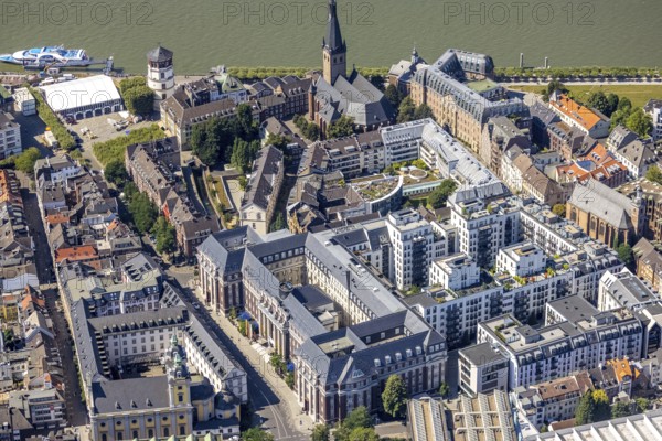 Aerial view, Andreas Quartier Hyatt House Hotel in the Old Town in Düsseldorf, Rhineland, North Rhine-Westphalia, Germany, Old Town Tower, Am Alten Amtsgericht, DE, Düsseldorf, Europe, hotel, hotel facilities, hotel business, aerial view, aerial photography, aerial photography, Mühlenstraße, Schlossturm, overview, bird's-eye view, birds-eyes view, overview