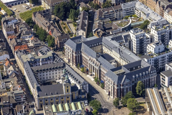 Aerial view, Andreas Quartier Hyatt House Hotel in the Old Town in Düsseldorf, Rhineland, North Rhine-Westphalia, Germany, Am Alten Amtsgericht, DE, Düsseldorf, Europe, hotel, hotel facilities, hotel business, aerial view, aerial photography, aerial photography, Mühlenstraße, overview, bird's eye view, birds-eyes view, overview