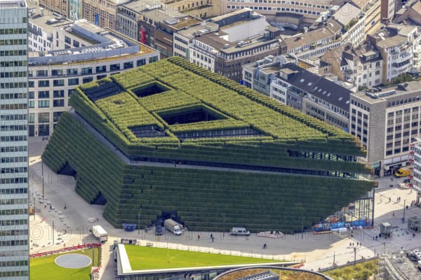 Aerial view, Kö Bogen II business centre with hornbeam growth at Gustav-Gründgens-Platz in Düsseldorf city centre, Rhineland, North Rhine-Westphalia, Germany, DE, Düsseldorf, Europe, commercial buildings, commercial enterprises, commercial space, commercial location, commercial use, aerial view, aerial photography, aerial photography, overview, bird's-eye view, overview