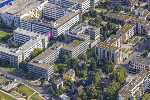 Aerial view of the future METRO campus in Düsseldorf Flingern at METROstraße 1, Flingern, Düsseldorf, Rhineland, North Rhine-Westphalia, Germany, DE, Europe, aerial photograph, birds-eyes view, aerial photography, aerial photography, overview, bird's eye view