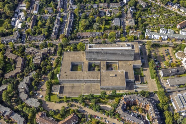Aerial view, commercial building Deutsche Telekom AG at Sohnstraße in the district Düsseltal in Düsseldorf, Rhineland, North Rhine-Westphalia, Germany, DE, Düsseldorf, Europe, commercial area, commercial area, commercial location, commercial use, aerial photograph, aerial photography, aerial photography, overview, bird's eye view, birds-eyes view, former head post office, overview
