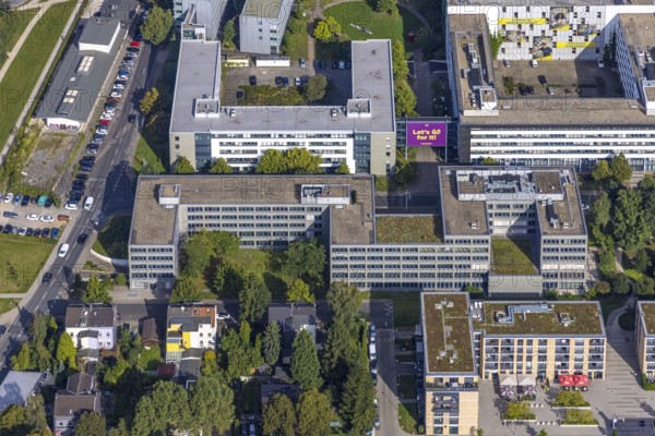 Aerial view of the future METRO campus in Düsseldorf Flingern at METROstraße 1, Flingern, Düsseldorf, Rhineland, North Rhine-Westphalia, Germany, DE, Europe, aerial photograph, birds-eyes view, aerial photography, aerial photography, overview, bird's eye view