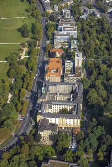 Aerial view, district government and higher regional court on Cecilienallee in the Pempelfort district of Düsseldorf, Rhineland, North Rhine-Westphalia, Germany, authority, DE, Düsseldorf, Europe, court, aerial photograph, aerial photography, aerial photography, overview, bird's-eye view, overview