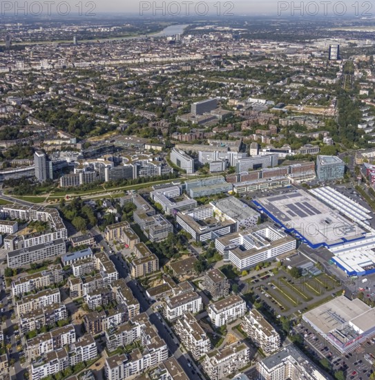 Aerial view of the future METRO campus in Düsseldorf Flingern at METROstraße 1, Flingern, Düsseldorf, Rhineland, North Rhine-Westphalia, Germany, DE, Europe, aerial photograph, birds-eyes view, aerial photography, aerial photography, overview, bird's eye view