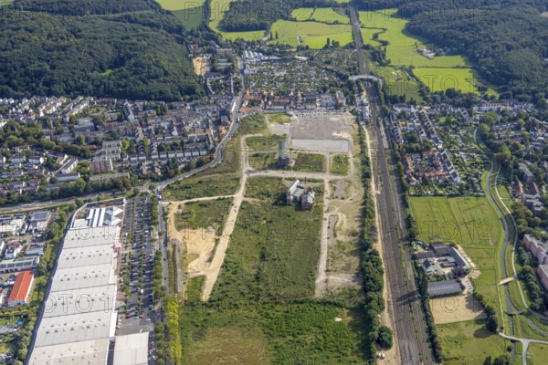 Aerial view, GlasmacherViertel for planned new residential quarter in the Gerresheim district in Düsseldorf, Rhineland, North Rhine-Westphalia, Germany, DE, Düsseldorf, Europe, aerial view, aerial photography, aerial photography, sight, overview, bird's-eye view, living and life, birds-eyes view, overview