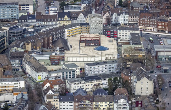 Aerial view, Hansa Center shopping centre, Bottrop, Ruhr area, North Rhine-Westphalia, Germany, City, DE, shopping centre, shopping mall, shopping markets, shopping place, shopping centre, Europe, specialist markets, Hansa Centre, city centre, aerial view, aerial photography, aerial photography, local supply centre, shopping, shopping centre, city centre, overview, bird's-eye view, overview