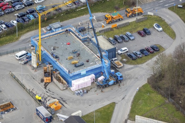 Aerial view, construction site recycling centre Donnerberg, Bottrop, Ruhr area, North Rhine-Westphalia, Germany, DE, Europe, aerial view, aerial photography, aerial photography, recycling centre, overview, bird's-eye view, overview