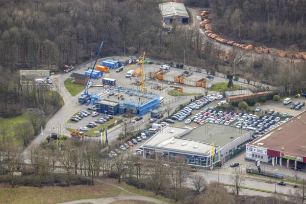 Aerial view, construction site recycling centre Donnerberg, Bottrop, Ruhr area, North Rhine-Westphalia, Germany, DE, Europe, aerial view, aerial photography, aerial photography, recycling centre, overview, bird's-eye view, overview