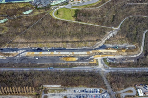 Aerial view, alpincenter Bottrop, Prosperstraße slag heap, Bottrop, Ruhr area, North Rhine-Westphalia, Germany, slag heap, DE, Europe, leisure facility, leisure activities, leisure park, slag heap, slag heap landscape, aerial photograph, aerial photography, aerial photography, sight, ski hall, overview, bird's eye view, winter sports facility, colliery, birds-eyes view, overview