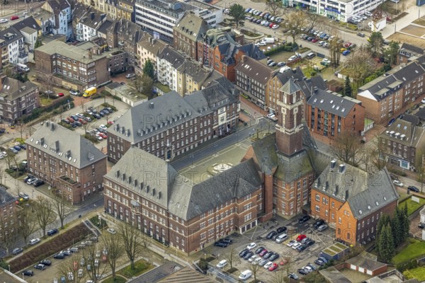 Aerial view, town hall, Bottrop, Ruhr area, North Rhine-Westphalia, Germany, authority, DE, Europe, aerial photography, aerial photography, overview, bird's-eye view, overview