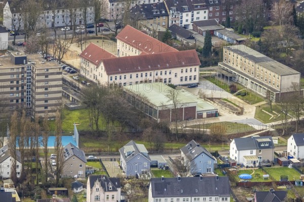 Aerial photo, Albert-Schweitzer-Schule, Bottrop, Ruhr area, North Rhine-Westphalia, Germany, education, educational institution, DE, Europe, primary school, teaching institute, aerial photo, aerial photography, aerial photography, Prosperstraße, school, overview, bird's eye view, birds-eyes view, overview