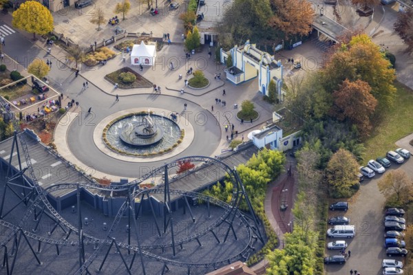 Aerial view, Movie Park Germany in the district Kirchhellen-Nord-Ost in Bottrop, Ruhr area, North Rhine-Westphalia, Germany, Bottrop, DE, Europe, leisure facility, leisure activities, leisure park, leisure enjoyment, aerial view, aerial photography, aerial photography, theme park, overview, bird's eye view, birds-eyes view, overview