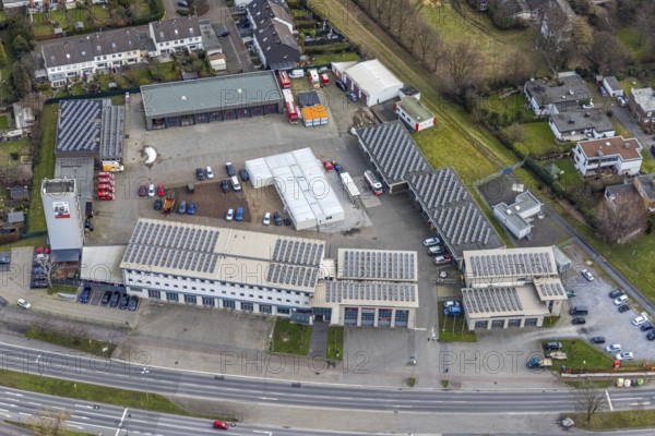 Aerial photo, Bottrop city fire brigade association, Bottrop, Ruhr area, North Rhine-Westphalia, Germany, fire fighters, fire protection, fire watch, DE, Europe, fire station, fire brigade, Hans-Sachs-Straße, aerial photo, aerial photography, aerial photography, rescue station, overview, bird's-eye view, bird's-eye view, overview