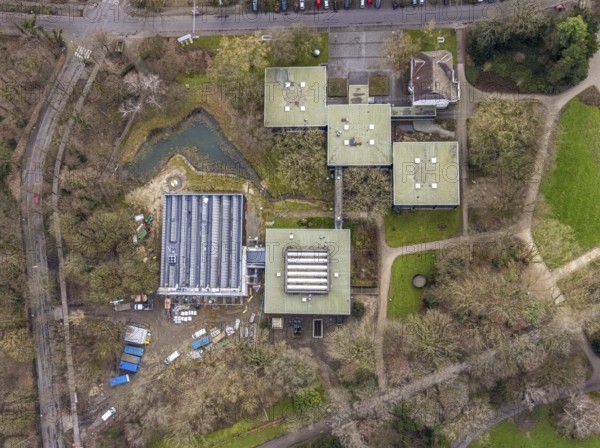 Aerial view, Museumsverein Josef Albers Museum Quadrat e.V. im Stadtgarten, construction site new building museum extension, Bottrop, Ruhr area, North Rhine-Westphalia, Germany, construction work, construction area, building site, building plots, construction project, construction site, DE, Europe, aerial view, aerial photography, aerial photography, museum, new building, overview, bird's-eye view, bird's-eye view, overview