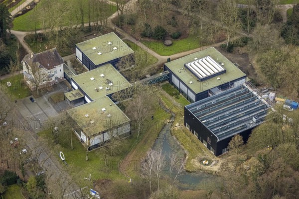 Aerial view, Museumsverein Josef Albers Museum Quadrat e.V. im Stadtgarten, construction site new building museum extension, Bottrop, Ruhr area, North Rhine-Westphalia, Germany, construction work, construction area, building site, building plots, construction project, construction site, DE, Europe, aerial view, aerial photography, aerial photography, museum, new building, overview, bird's-eye view, bird's-eye view, overview