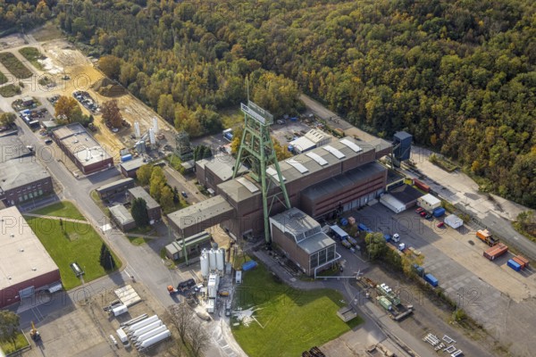 Aerial photograph, headframe at Prosper Haniel mine in the Fuhlenbrock district of Bottrop, Ruhr area, North Rhine-Westphalia, Germany, Prosper-Haniel mine, Bottrop, DE, Europe, winding tower, aerial photograph, aerial photography, aerial photography, overview, bird's-eye view, overview