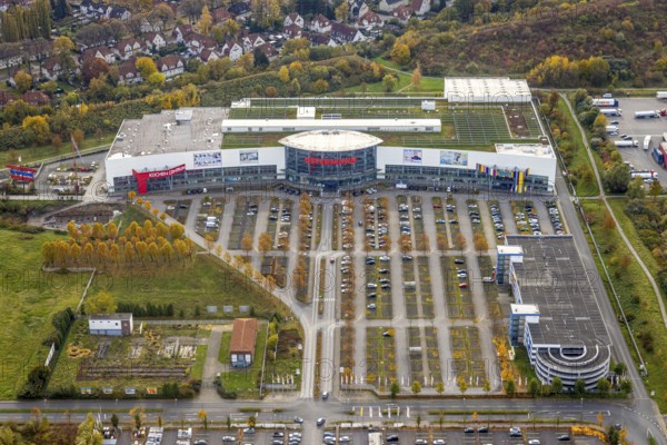 Aerial view, Ostermann Einrichtungs-Centrum in the district Boy in Bottrop, Ruhr area, North Rhine-Westphalia, Germany, Bottrop, DE, Europe, aerial view, aerial photography, aerial photography, furniture store, overview, bird's eye view, birds-eyes view, overview