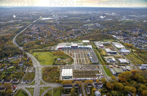 Aerial view, Ostermann Einrichtungs-Centrum in the district Boy in Bottrop, Ruhr area, North Rhine-Westphalia, Germany, Bottrop, DE, Europe, aerial view, aerial photography, aerial photography, furniture store, overview, bird's eye view, birds-eyes view, overview