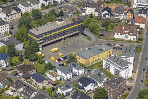 Aerial photo, Deutsch Post Postbank, Neheim, Arnsberg, Sauerland, North Rhine-Westphalia, Germany, DE, Europe, Hochsauerlandkreis, aerial view, aerial photography, aerial photography, Postbank branch, Stembergstraße, overview, bird's-eye view, overview