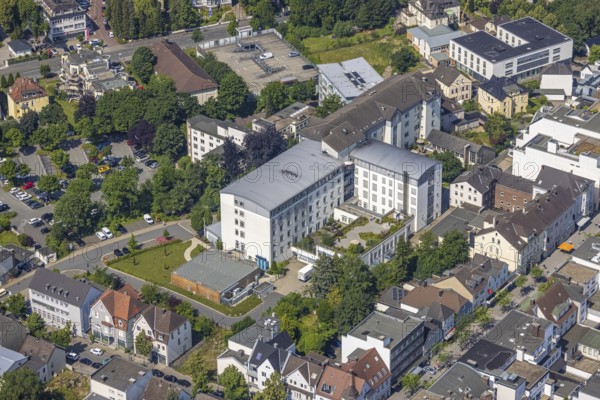 Aerial view, Klinikum Hochsauerland St.-Johannes-Hospital Neheim, Neheim, Arnsberg, Sauerland, North Rhine-Westphalia, Germany, DE, Europe, health care, Hochsauerlandkreis, hospital, clinic, clinic, hospital, hospital, aerial photograph, aerial photography, aerial photography, medical facility, medical aid, overview, bird's eye view, birds-eyes view, overview, medical care