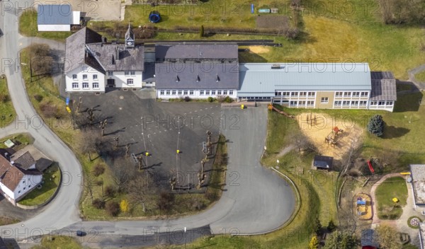 Aerial photo, Banfetalschule in Banfe, Bad Laasphe, Siegerland, North Rhine-Westphalia, Germany, education, educational institution, DE, Europe, educational institute, aerial photo, aerial photography, aerial photography, school, overview, bird's eye view, birds-eyes view, overview