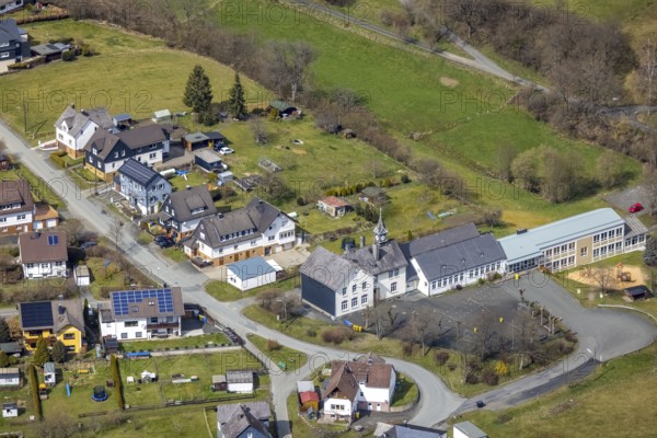 Aerial photo, Banfetalschule in Banfe, Bad Laasphe, Siegerland, North Rhine-Westphalia, Germany, education, educational institution, DE, Europe, educational institute, aerial photo, aerial photography, aerial photography, school, overview, bird's eye view, birds-eyes view, overview