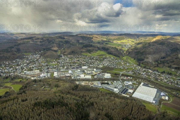 Aerial view, aerial view Bad Laasphe, Siegerland, North Rhine-Westphalia, Germany, Bad Laasphe, DE, Europe, aerial photography, aerial photography, aerial view, townscape, city area, overview, bird's-eye view, overview
