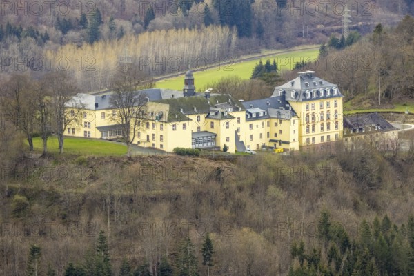 Aerial view, Wittgenstein Castle, Wittgenstein-Kunst, Bad Laasphe, Siegerland, North Rhine-Westphalia, Germany, castle, DE, Europe, aerial view, aerial photography, aerial photography, castle, overview, bird's-eye view, overview
