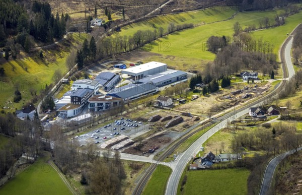 Aerial view, company premises Osterrath GmbH & Co. KG, Bermershausen, Bad Laasphe, Siegerland, North Rhine-Westphalia, Germany, DE, Europe, aerial view, aerial photography, aerial photography, overview, bird's-eye view, overview