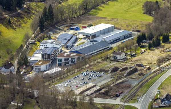 Aerial view, company premises Osterrath GmbH & Co. KG, Bermershausen, Bad Laasphe, Siegerland, North Rhine-Westphalia, Germany, DE, Europe, aerial view, aerial photography, aerial photography, overview, bird's-eye view, overview