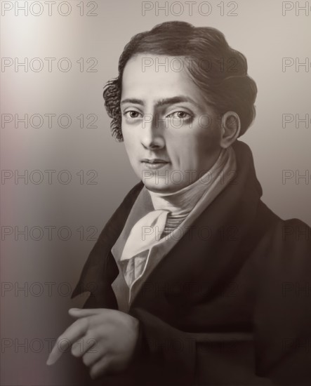 Portrait of Joseph Ritter von Fraunhofer, 1787 – 1826, German physicist and optical lens manufacturer, digitally edited