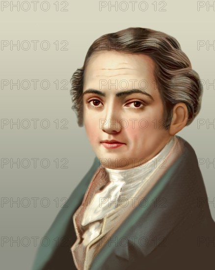 Portrait of Joseph Ritter von Fraunhofer, 1787 – 1826, German physicist and optical lens manufacturer, digitally edited