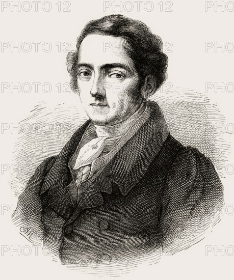 Portrait of Joseph Ritter von Fraunhofer, 1787 – 1826, German physicist and optical lens manufacturer, digitally edited