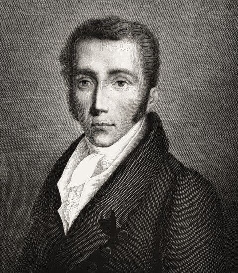 Portrait of Joseph Ritter von Fraunhofer, 1787 – 1826, German physicist and optical lens manufacturer, digitally edited
