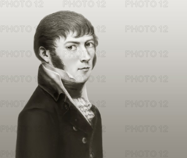 Portrait of Joseph Ritter von Fraunhofer, 1787 – 1826, German physicist and optical lens manufacturer, digitally edited