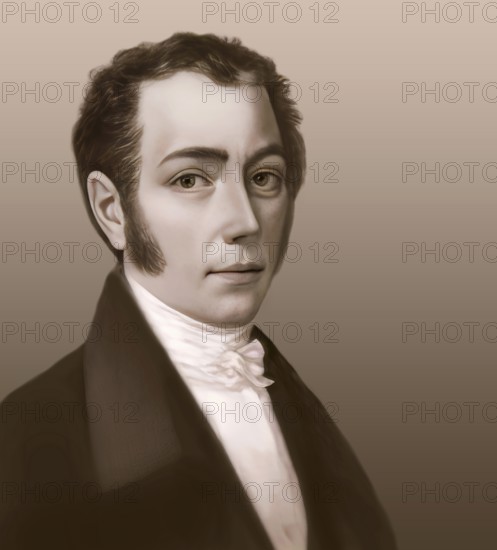 Portrait of Joseph Ritter von Fraunhofer, 1787 – 1826, German physicist and optical lens manufacturer, digitally edited