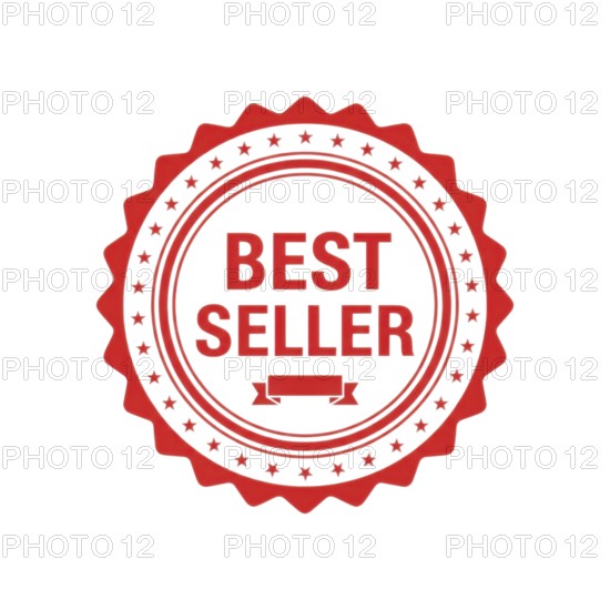 A red and white best seller badge, perfect for highlighting top products or promotions. This graphic is ideal for e-commerce and marketing materials, AI generated