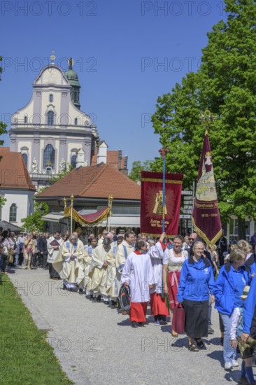 Procession on 1 May from the Papal Basilica of St. Anna, Altötting, Bavaria, Germany