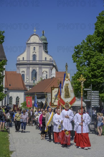 Procession on 1 May from the Papal Basilica of St. Anna, Altötting, Bavaria, Germany