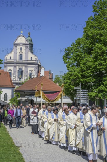 Procession on 1 May from the Papal Basilica of St. Anna, Altötting, Bavaria, Germany