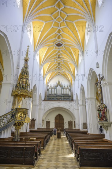 Interior view of St Jodok's Church, Landshut, Bavaria, Germany