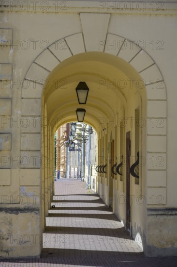 Arcade on the main square, Tvrda, Osijek, Osijek-Baranja County, Croatia