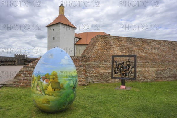 Large painted Easter egg at the castle of Ðurdevac, Koprivnica-Križevc County, Croatia