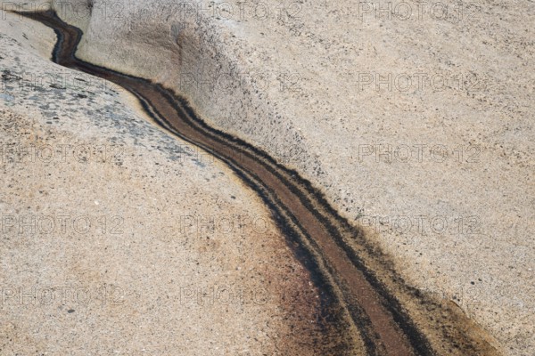 Rocky coast, traces of a watercourse, Bohus granite, cracks in the rock, Ramsvik, Naturreservat Ramsviklandet, Bohuslän, Skagerrak, Sotenäs, Västra Götalands län, Sweden