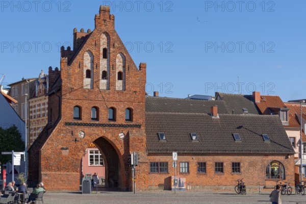 Istorical city gate at the old harbour of Wismar Germany